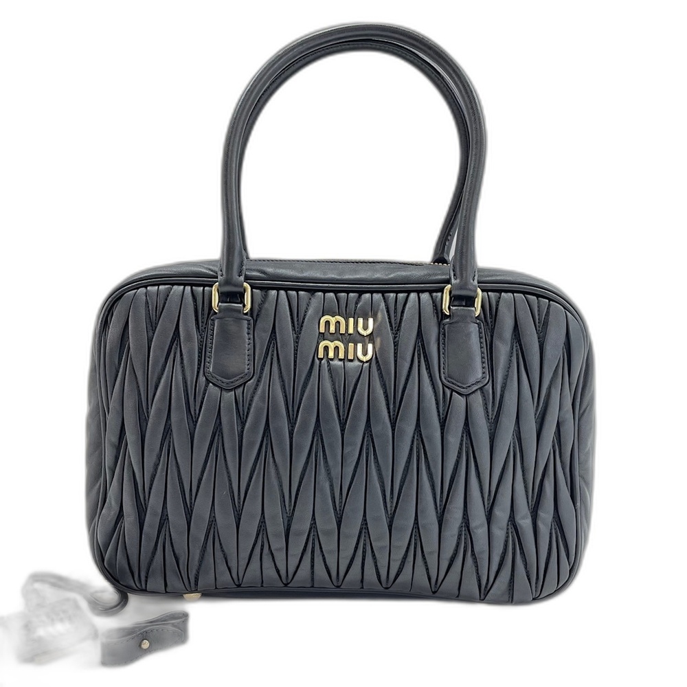 Miu Miu Miu Matelassé Handbag, Leather, Black